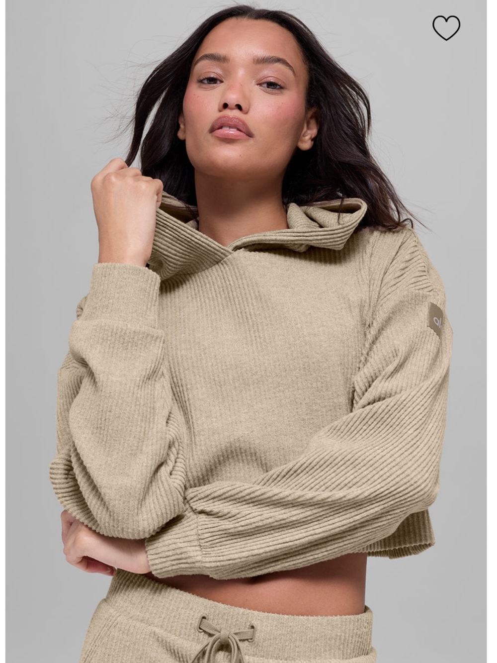 ALO Yoga Muse Hoodie- gravel heather color